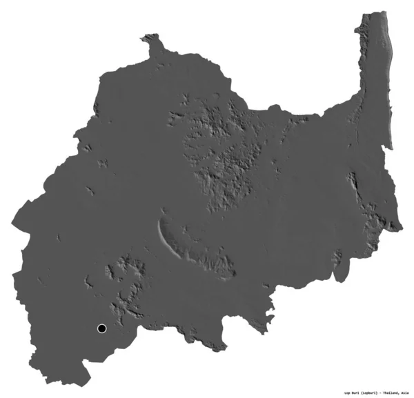 泰国Lop Buri的形状 其首都被白色背景隔离 Bilevel高程图 3D渲染 — 图库照片