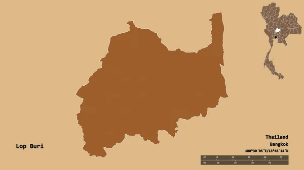 Forma Lop Buri Provincia Tailandia Con Capital Aislada Sobre Fondo —  Fotos de Stock