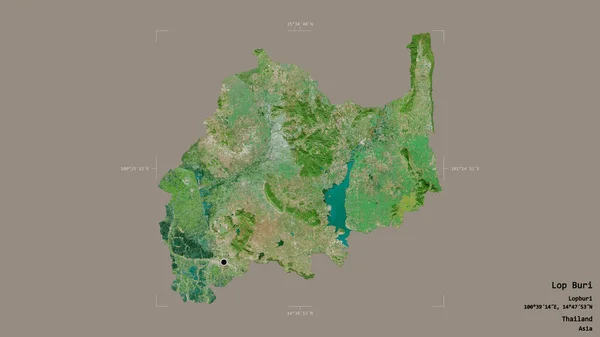 タイの省であるLop Buriのエリアは 洗練された境界ボックスにしっかりとした背景に隔離されています ラベル 衛星画像 3Dレンダリング — ストック写真