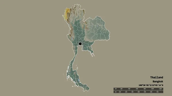 Forma Desnaturalizada Tailandia Con Capital División Regional Principal Área Separada — Foto de Stock
