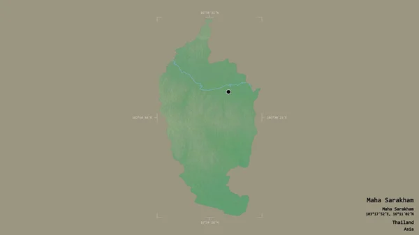 Området Maha Sarakham Provinsen Thailand Isolerat Solid Bakgrund Georefererad Avgränsningsbox — Stockfoto