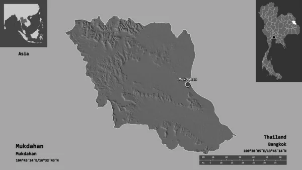 Σχήμα Mukdahan Επαρχία Της Ταϊλάνδης Και Την Πρωτεύουσα Κλίμακα Απόστασης — Φωτογραφία Αρχείου