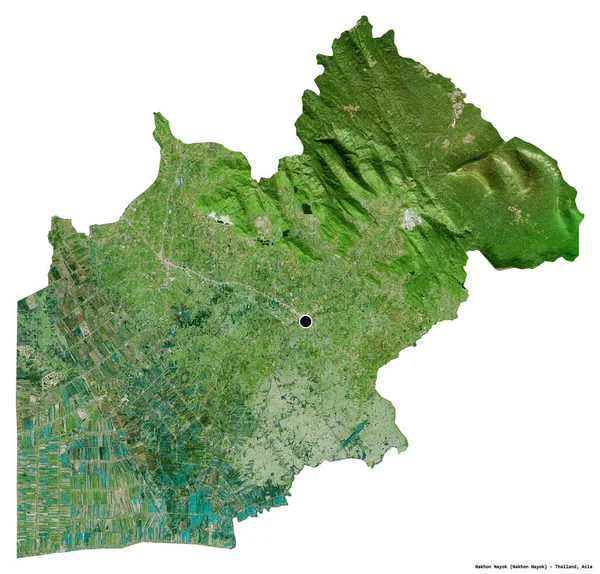 タイ王国のナコーン ナヨクの形で その首都は白い背景に孤立しています 衛星画像 3Dレンダリング — ストック写真