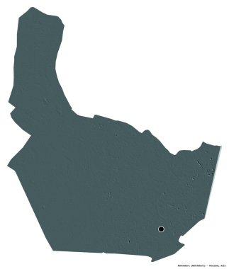 Tayland 'ın Nonthaburi eyaleti, başkenti beyaz arka planda izole edilmiştir. Renkli yükseklik haritası. 3B görüntüleme