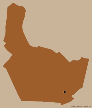 Tayland 'ın Nonthaburi eyaleti, başkenti katı renk arkaplanı ile izole edilmiştir. Desenli dokuların bileşimi. 3B görüntüleme