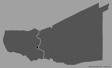 Tayland 'ın başkenti Pathum Thani' nin katı renk arkaplanı ile izole edilmiş hali. Çift seviyeli yükseklik haritası. 3B görüntüleme