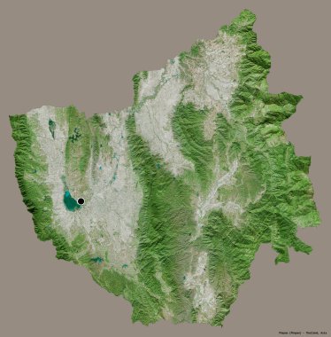Tayland 'ın başkenti Phayao' nun katı renk arkaplanı ile izole edilmiş hali. Uydu görüntüleri. 3B görüntüleme