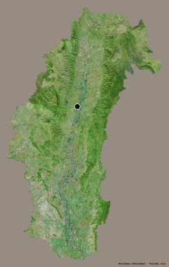Tayland 'ın Phetchabun eyaleti, başkenti katı renk arkaplanı ile izole edilmiştir. Uydu görüntüleri. 3B görüntüleme