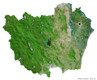 Tayland 'ın Phetchaburi eyaleti, başkenti beyaz arka planda izole edilmiştir. Uydu görüntüleri. 3B görüntüleme