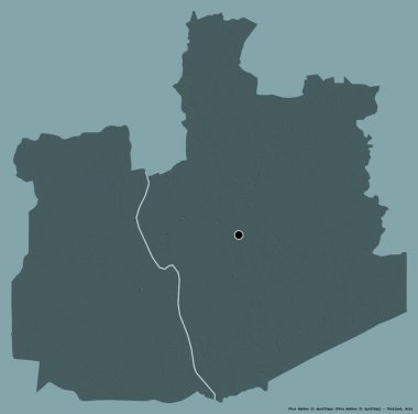 Tayland 'ın başkenti Phra Nakhon Si Ayutthaya' nın katı renk arkaplanı ile izole edilmiş şeklidir. Renkli yükseklik haritası. 3B görüntüleme