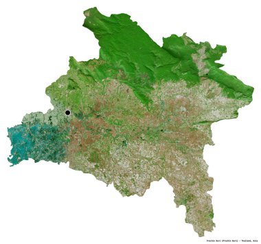 Tayland 'ın Prachin Buri eyaleti, başkenti beyaz arka planda izole edilmiştir. Uydu görüntüleri. 3B görüntüleme