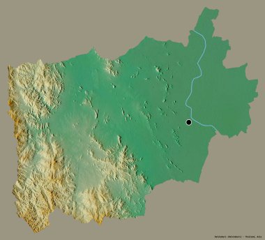 Tayland 'ın Ratchaburi eyaleti, başkenti katı renk arkaplanı ile izole edilmiştir. Topografik yardım haritası. 3B görüntüleme