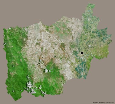 Tayland 'ın Ratchaburi eyaleti, başkenti katı renk arkaplanı ile izole edilmiştir. Uydu görüntüleri. 3B görüntüleme