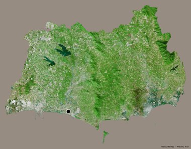 Tayland 'ın başkenti Rayong' un katı renk arkaplanı ile izole edilmiş hali. Uydu görüntüleri. 3B görüntüleme