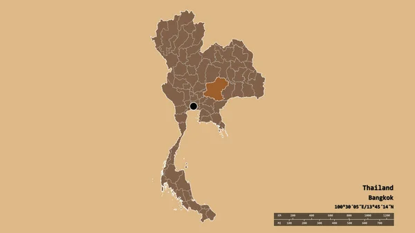 タイの首都 主な地域部門と分離されたナコンラチャシマ地域での荒廃した形 ラベル パターン化されたテクスチャの構成 3Dレンダリング — ストック写真