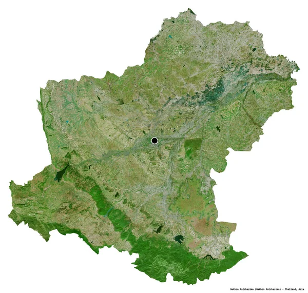 Tayland eyaleti Nakhon Ratchasima 'nın beyaz arka planda bulunan başkenti. Uydu görüntüleri. 3B görüntüleme