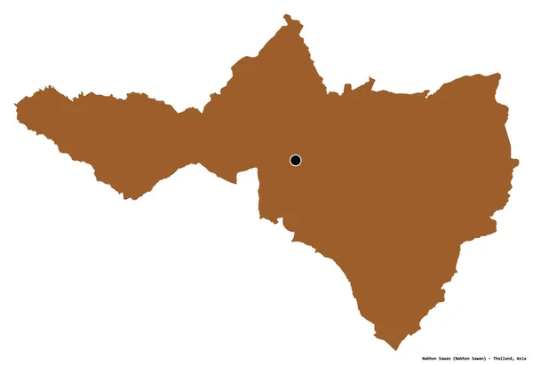 Shape Dari Nakhon Sawan Provinsi Thailand Dengan Ibukotanya Terisolasi Dengan — Stok Foto