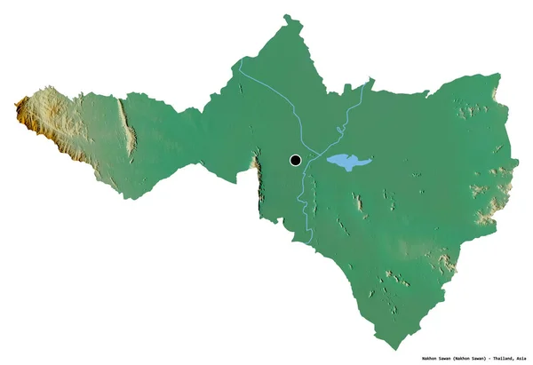 Форма Накхонсавана Провинции Таиланд Столицей Изолированной Белом Фоне Топографическая Карта — стоковое фото