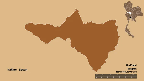 Forme Nakhon Sawan Province Thaïlande Avec Capitale Isolée Sur Fond — Photo