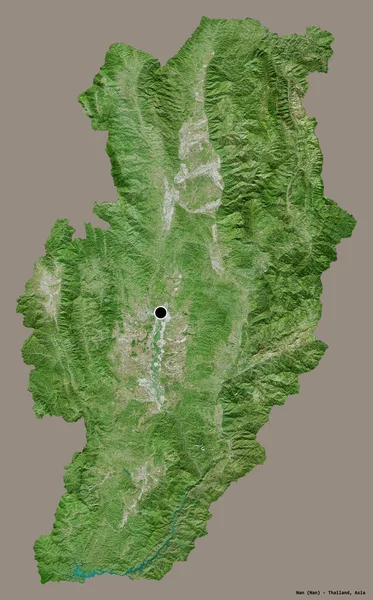 泰国的南的形状 其首都隔离在一个坚实的色彩背景 卫星图像 3D渲染 — 图库照片