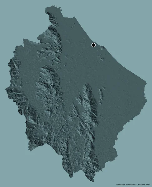 Form Narathiwat Provinsen Thailand Med Sin Huvudstad Isolerad Solid Färg — Stockfoto