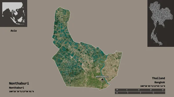 Form Von Nonthaburi Provinz Von Thailand Und Seiner Hauptstadt Entfernungsskala — Stockfoto