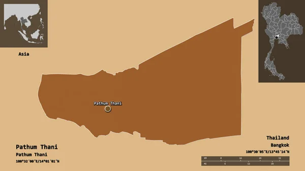 Tvar Pathum Thani Provincie Thajsko Jeho Hlavní Město Měřítko Vzdálenosti — Stock fotografie