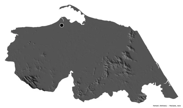 Форма Паттани Провинция Таиланд Столицей Изолированы Белом Фоне Карта Рельефа — стоковое фото