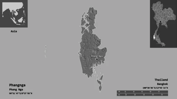 Σχήμα Phangnga Επαρχία Της Ταϊλάνδης Και Την Πρωτεύουσα Κλίμακα Απόστασης — Φωτογραφία Αρχείου