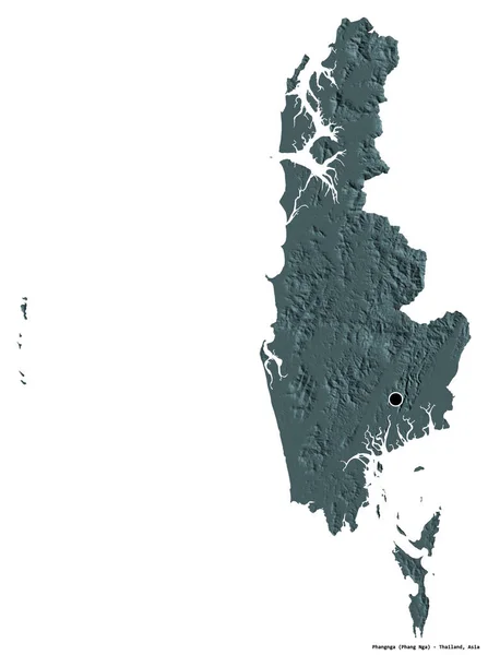 Форма Phangnga Провинция Таиланд Столицей Изолированы Белом Фоне Цветная Карта — стоковое фото