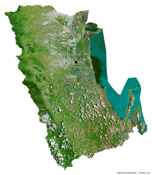 泰国的Phatthalung形状 其首都被白色背景隔离 卫星图像 3D渲染 — 图库照片