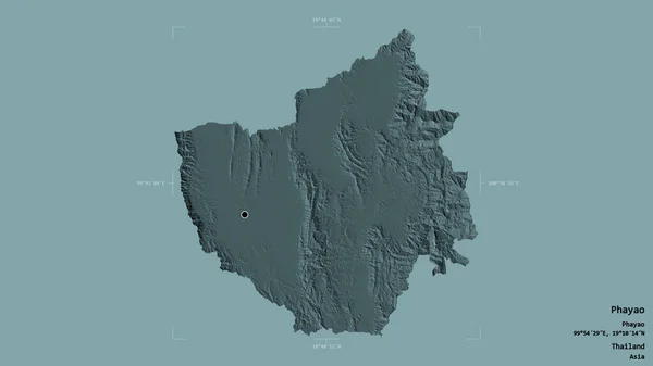 Obszar Phayao Prowincja Tajlandii Odizolowany Solidnym Tle Georeferencyjnym Polu Granicznym — Zdjęcie stockowe