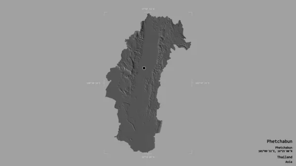 Obszar Phetchabun Prowincja Tajlandii Odizolowany Solidnym Tle Georeferencyjnym Polu Granicznym — Zdjęcie stockowe