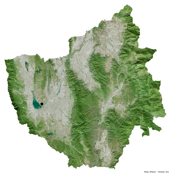 タイ王国のパヤオ州の形で その首都は白い背景に隔離されています 衛星画像 3Dレンダリング — ストック写真