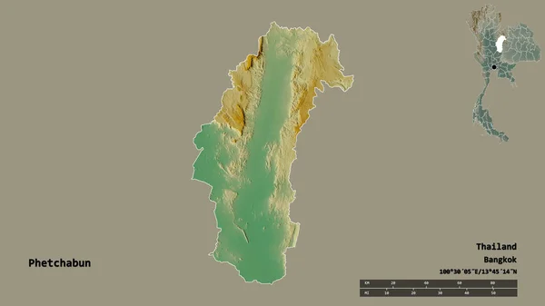Форма Фетчабун Провінція Таїланд Столицею Ізольованою Твердому Тлі Масштаб Відстаней — стокове фото