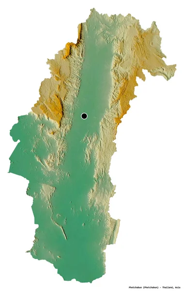 Форма Фетчабуна Провинция Таиланд Столицей Изолированной Белом Фоне Топографическая Карта — стоковое фото