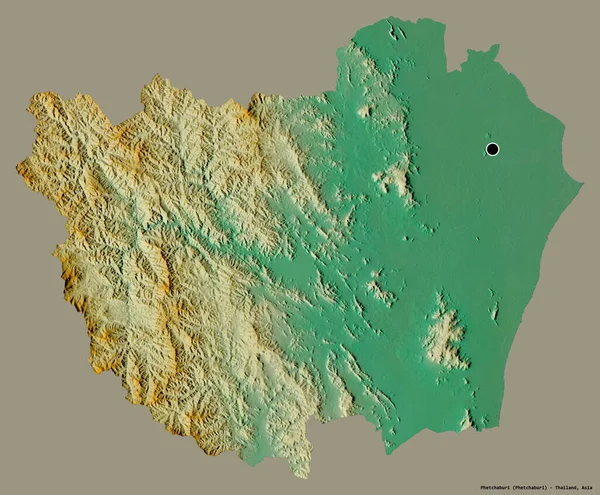 Форма Фетчабурі Провінція Таїланд Столицею Ізольованою Суцільному Кольоровому Тлі Карта — стокове фото
