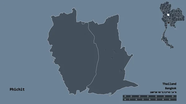 Forma Phichit Provincia Tailandia Con Capital Aislada Sobre Fondo Sólido — Foto de Stock