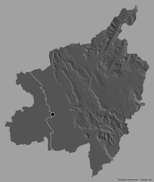 Форма Пхитсанулок Провинция Таиланд Столицей Изолированы Твердом Цветном Фоне Карта — стоковое фото