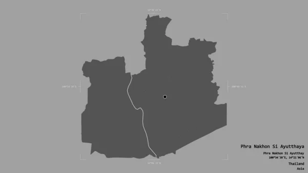 タイの省 ナコーン シリコン アユタヤの地域は 洗練された境界ボックス内の強固な背景に隔離されています ラベル 標高マップ 3Dレンダリング — ストック写真