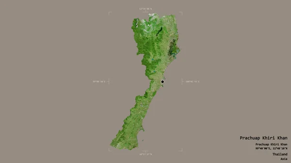 泰国Prachuap Khiri Khan地区 在一个地理参照框的坚实背景下被隔离 卫星图像 3D渲染 — 图库照片