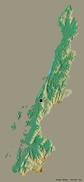 Tvar Ranong Provincie Thajsko Hlavním Městem Izolované Pevném Barevném Pozadí — Stock fotografie