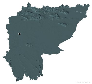 Tayland 'ın başkenti Sa Kaeo' nun beyaz arka planda izole edilmiş hali. Renkli yükseklik haritası. 3B görüntüleme