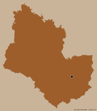 Tayland 'ın Sakon Nakhon eyaleti, başkenti katı renk arkaplanı ile izole edilmiştir. Desenli dokuların bileşimi. 3B görüntüleme