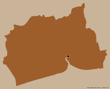 Tayland 'ın Samut Sakhon eyaleti, başkenti katı renk arkaplanı ile izole edilmiştir. Desenli dokuların bileşimi. 3B görüntüleme