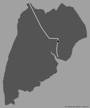 Samut Songkhram, Tayland eyaleti, başkenti katı renk arkaplanı ile izole edilmiştir. Çift seviyeli yükseklik haritası. 3B görüntüleme