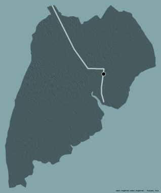 Samut Songkhram, Tayland eyaleti, başkenti katı renk arkaplanı ile izole edilmiştir. Renkli yükseklik haritası. 3B görüntüleme
