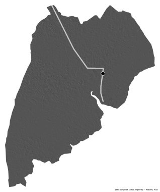 Samut Songkhram, Tayland eyaleti, başkenti beyaz arka planda izole edilmiştir. Çift seviyeli yükseklik haritası. 3B görüntüleme