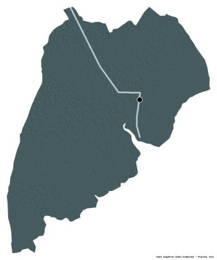 Samut Songkhram, Tayland eyaleti, başkenti beyaz arka planda izole edilmiştir. Renkli yükseklik haritası. 3B görüntüleme