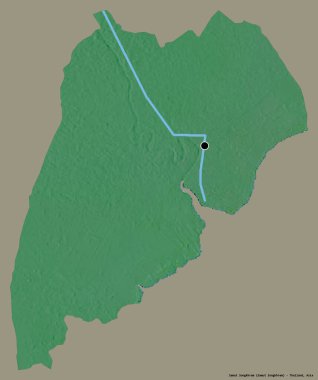 Samut Songkhram, Tayland eyaleti, başkenti katı renk arkaplanı ile izole edilmiştir. Topografik yardım haritası. 3B görüntüleme